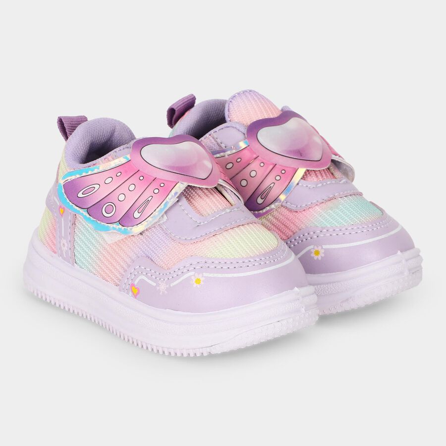 Girls' Lavender Velcro Sneakers, Lilac, large