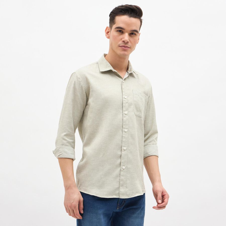 Men's Light Sage Green Textured Casual Shirt, Light Green, large image number null