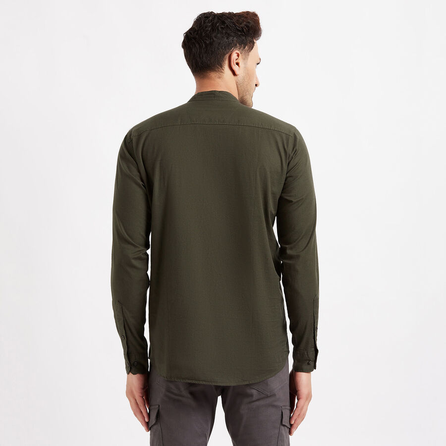 Cotton Solid Casual Shirt, Dark Green, large image number null