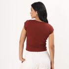 Women's Rust Round Neck Casual T-Shirt, Rust, small