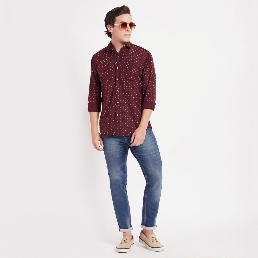 Printed Casual Shirt, Wine, large image number null