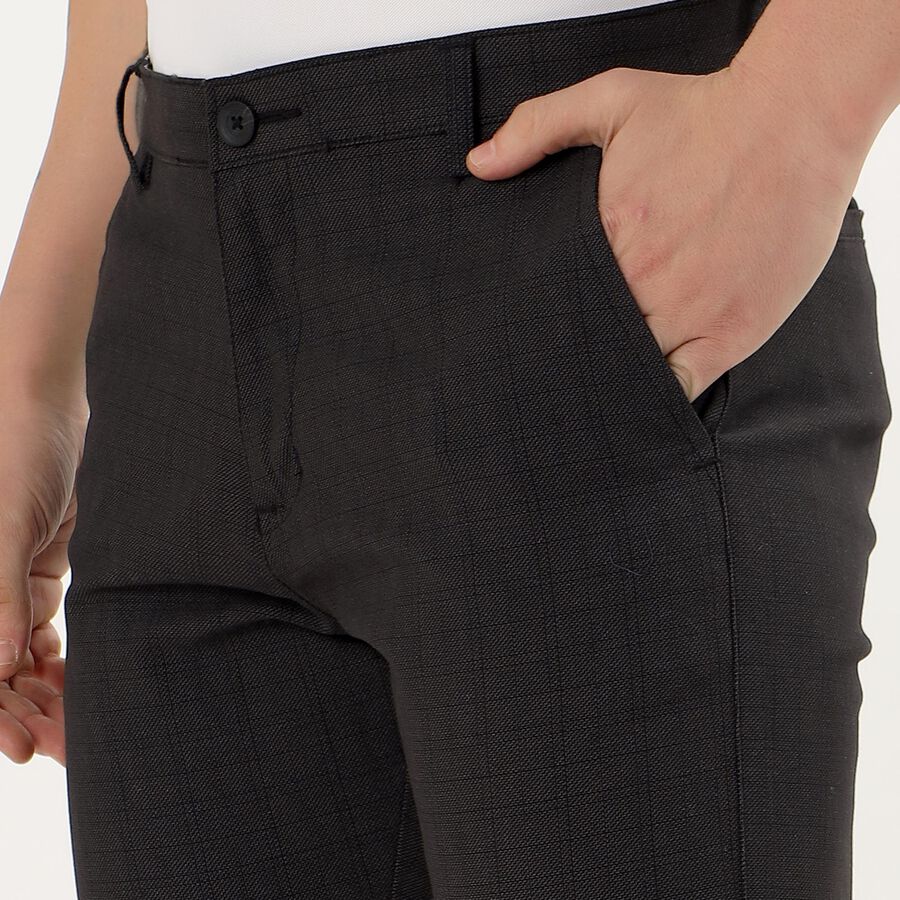 Men's Cross Pocket Slim Fit Casual Trousers, Black, large image number null