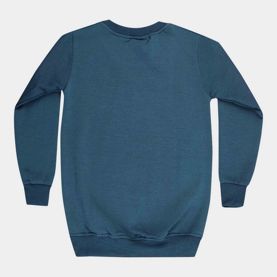 Boys Round Neck Sweatshirt, Teal Blue, large image number null