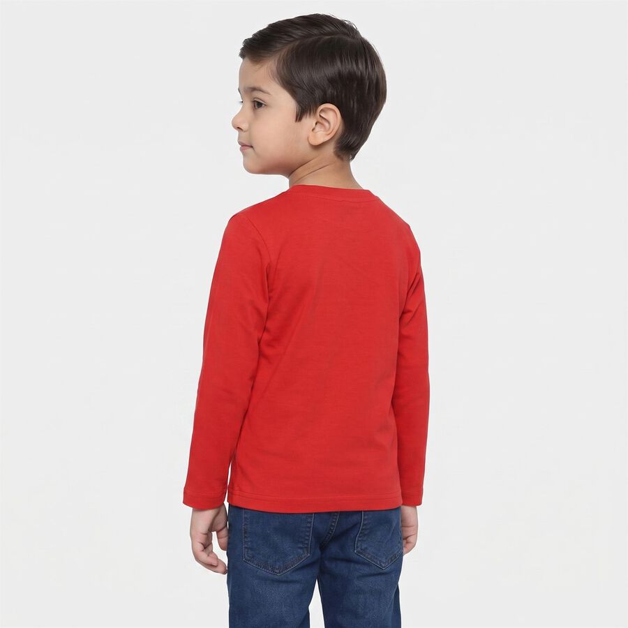 Boys' Red Cotton Blend Crew Neck Regular Boys T-Shirt, लाल, large