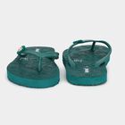 Women's Green Embellished Flip-Flops Slippers, हरा, small