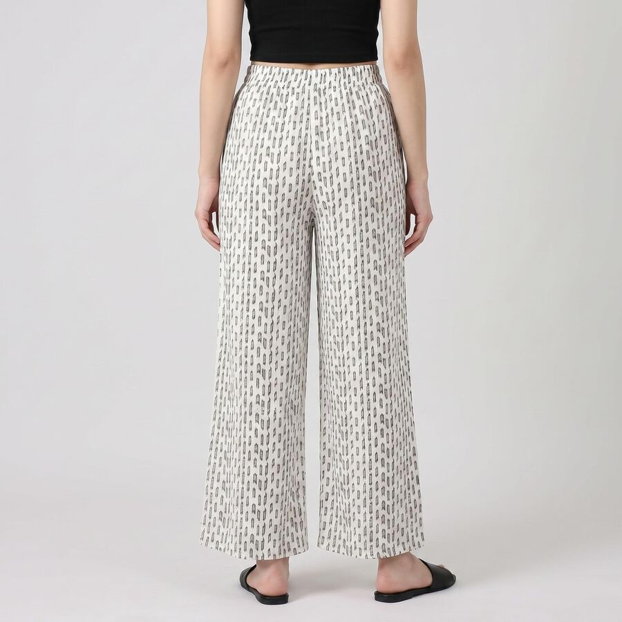 Women's Cream Regular Fit Palazzos, ऑफ व्हाइट, large