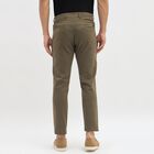 Men's Muted Olive Green Slim Fit Cross Pocket Casual Trousers, ओलिव, small image number null