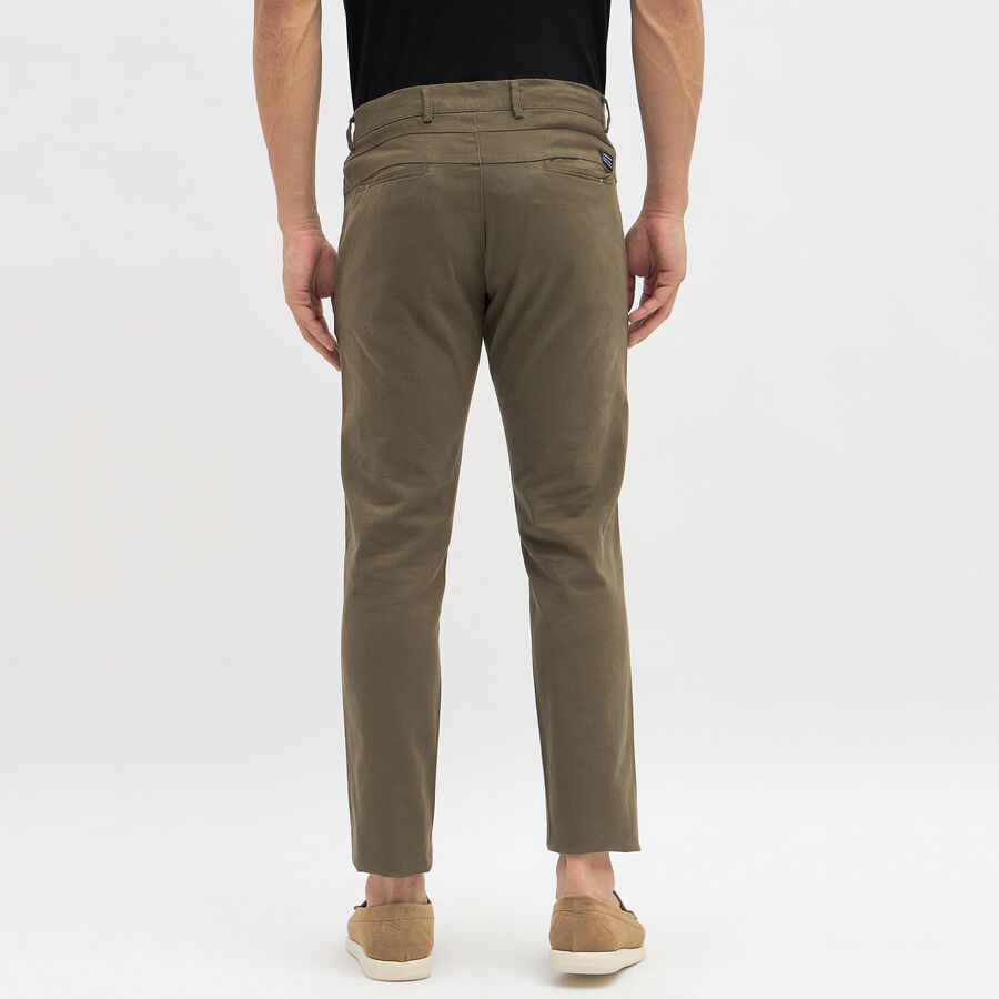 Men's Muted Olive Green Slim Fit Cross Pocket Casual Trousers, ओलिव, large image number null