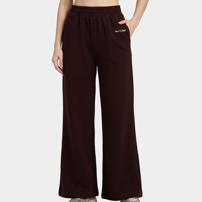 Women's Brown Regular Fit Cuffed Track Pants