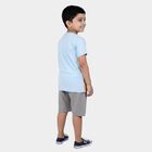 Boys Light Blue Cotton Round Neck Graphic Print Baba Suit, हल्का नीला, small