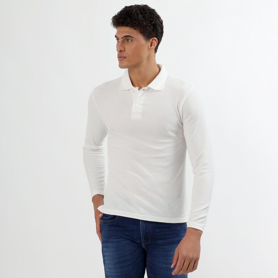 Men's White Polo Neck Classic T-Shirt, White, large image number null