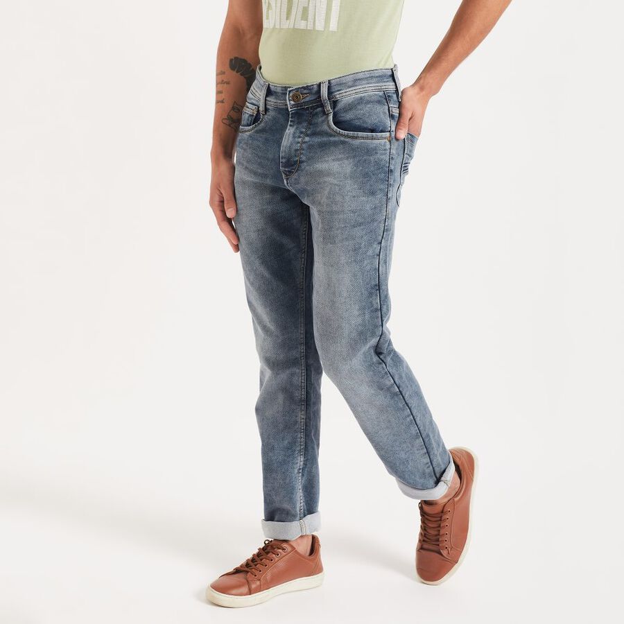 Classic 5 Pocket Slim Fit Jeans, गहरा नीला, large image number null