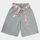 Girls Grey Regular Fit Solid Capri Pants, हल्का ग्रे, small