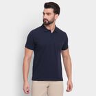 Men's Collared Half Sleeves T-Shirt , Dark Blue, small image number null