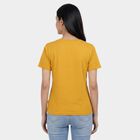 Women's Mustard Yellow Round Neck Ribbed T-Shirt, Mustard, small