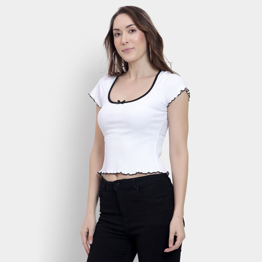 Ladies'  Crop  Top, White, large image number null