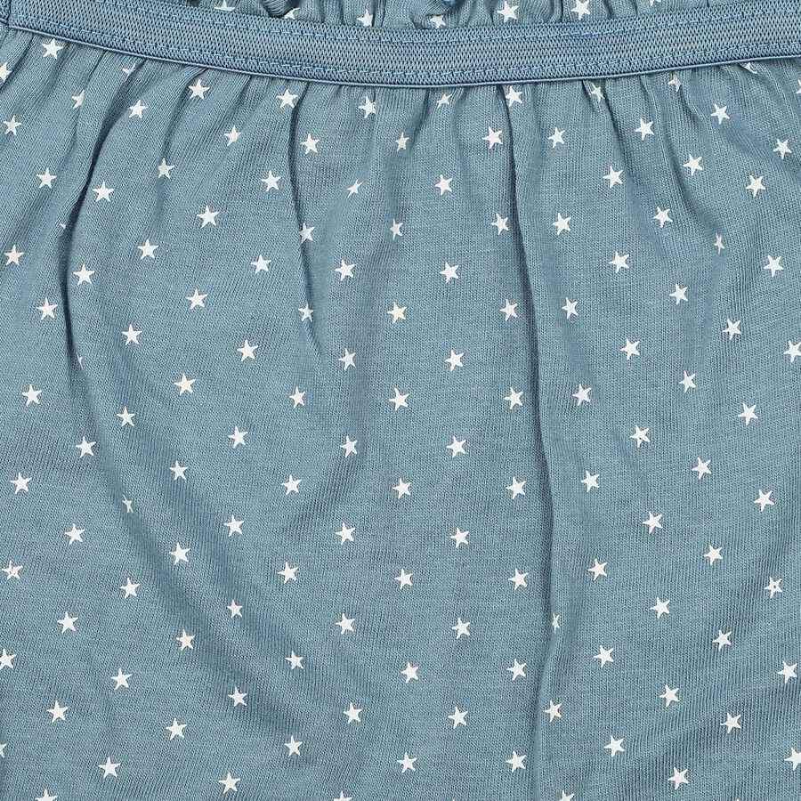 Girls Blue Regular Fit Star Printed Bloomer, Mid Blue, large