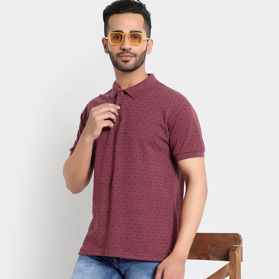 Printed Polo Shirt, Wine, large image number null