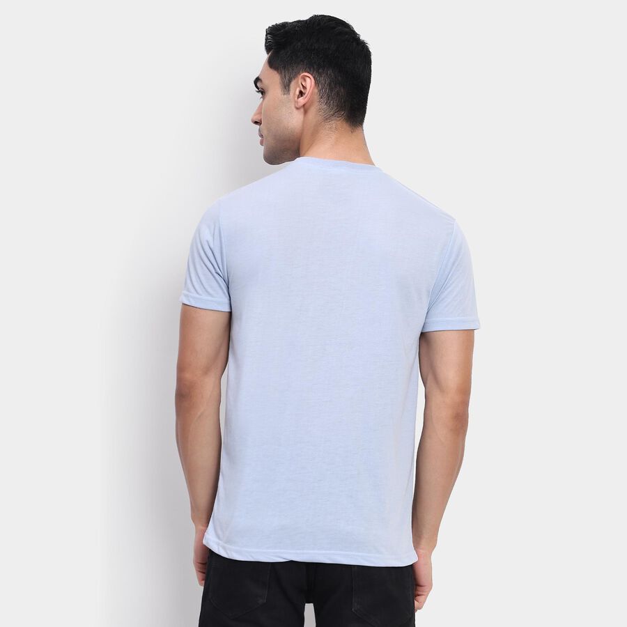 Men's Round Neck Half Sleeves T-Shirt, Silver, large