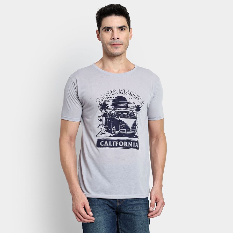 Men's Round Neck Half Sleeves T-Shirt, हल्का ग्रे, large image number null