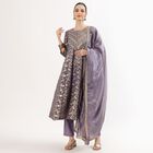 Women's Lavender Round Neck Embroidered Kurta, Lilac, small image number null
