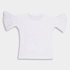 Girls' White Cotton Round Neck Casual T-Shirt, White, small image number null