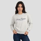 Women Grey Crew Neck Pullover Sweatshirt, Melange Light Grey, small