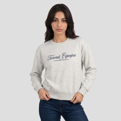 Women Grey Crew Neck Pullover Sweatshirt