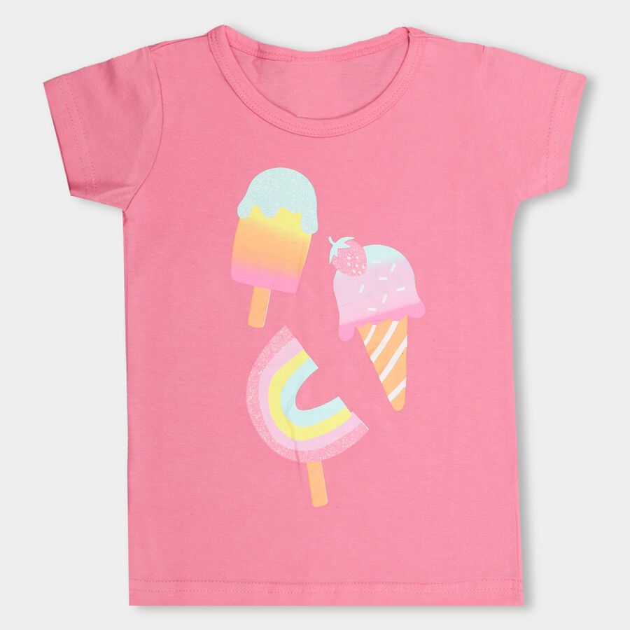Girls' 100% Cotton T-Shirt, Pink, large image number null