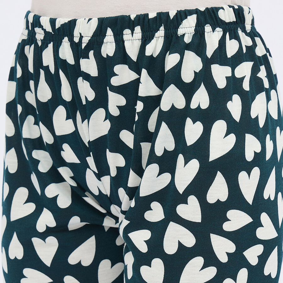 Women's Deep Teal Regular Fit Printed Jogger Capri, Teal Blue, large image number null