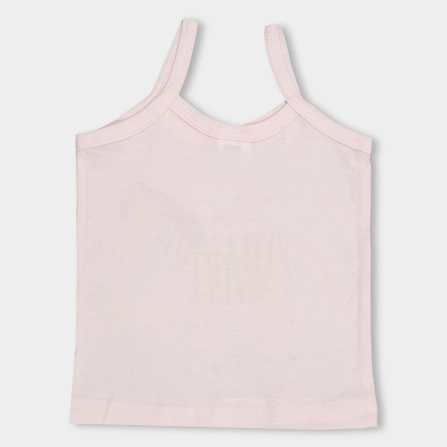 Baby Girl Soft Baby Pink Cotton Round Neck Sleeveless Vest, Light Pink, large image number null