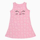 Girls' Pink Star Printed Sleeveless A-Line Frock, लाइलेक, small image number null