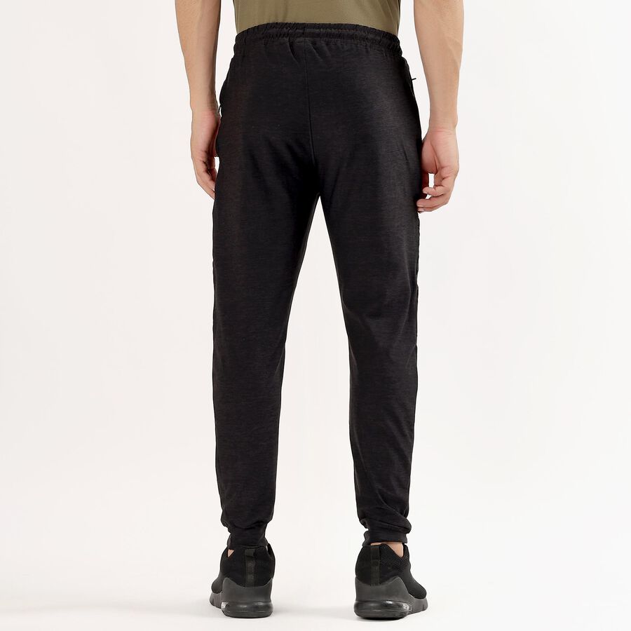 Men's Dark Charcoal Slim Fit Cut And Sew Track Pants, काला, large image number null