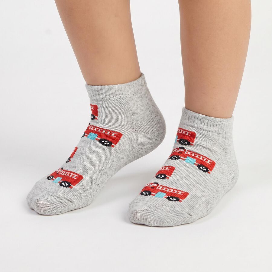 Boys' Regular Fit Ankle Length Pack of 2 Socks ( Grey, Blue ), मिश्रित हल्का ग्रे, large