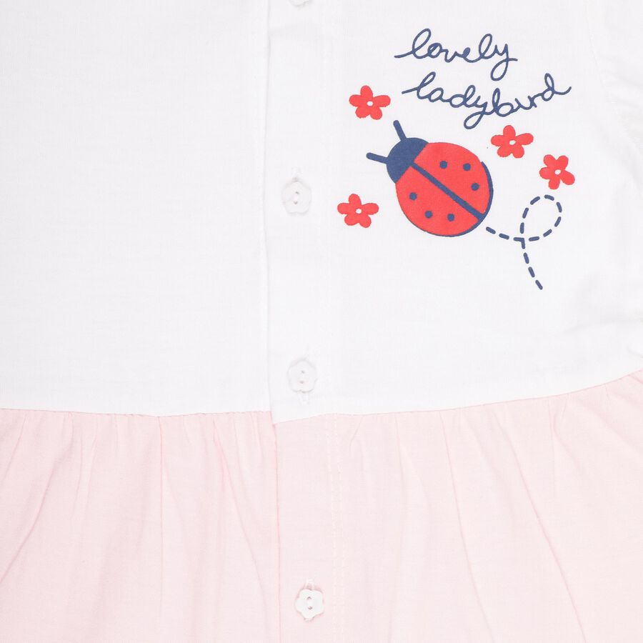 Infant Girls' 100% Cotton Frock, Pink, large image number null