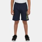 Boys' Navy Blue Regular Fit Elastic Waist Bermuda Shorts, Melange Blue, small