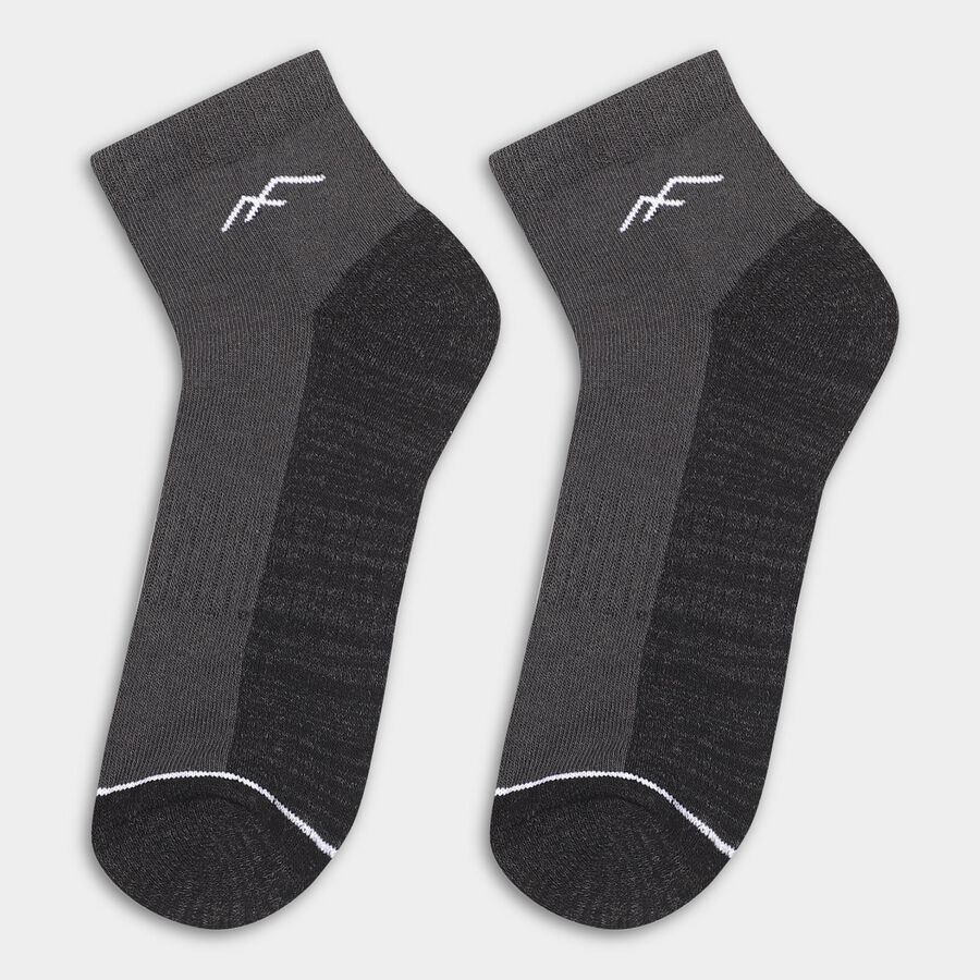 Men's Charcoal and Gray Ankle Socks with Contrast Toe, Black, large image number null