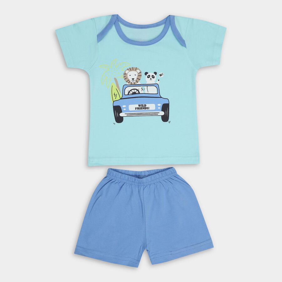 Infant Boys' 100% Cotton Baba Suit, Aqua, large