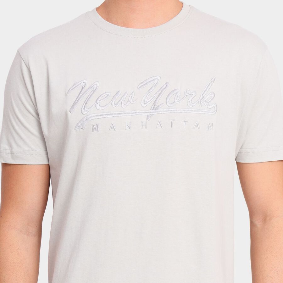 Men's 100% Cotton Round Neck Half Sleeves T-Shirt, Light Grey, large image number null