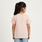 Girls' Light Peach Cotton Round Neck Casual T-Shirt, Peach, small image number null