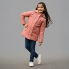 Girls' Muted Dusty Pink High Neck Casual Jacket, Pink, small image number null