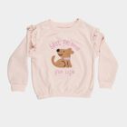 Girls Light Pink Crew Neck Ruffle Sleeve Graphic Sweatshirt, Light Pink, small image number null