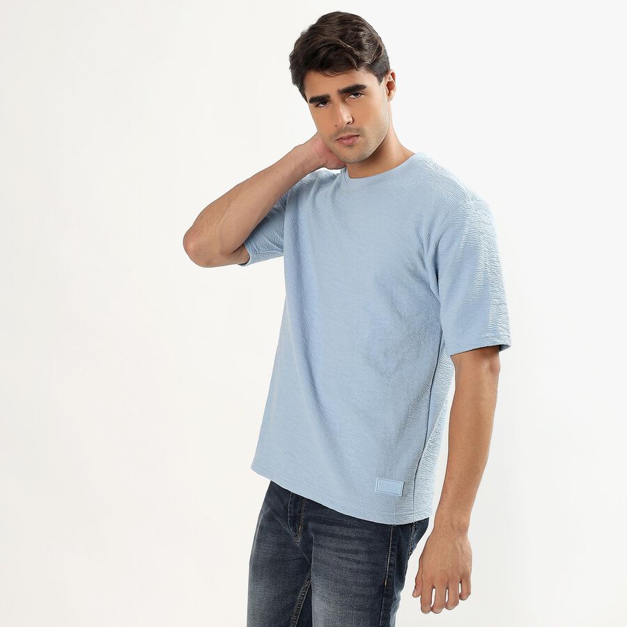 Men's Round Neck Half Sleeves T-Shirt, Sky Blue, large image number null