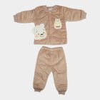 Infants' Beige Round Neck Appliqu&eacute; Baba Suit, Beige, small