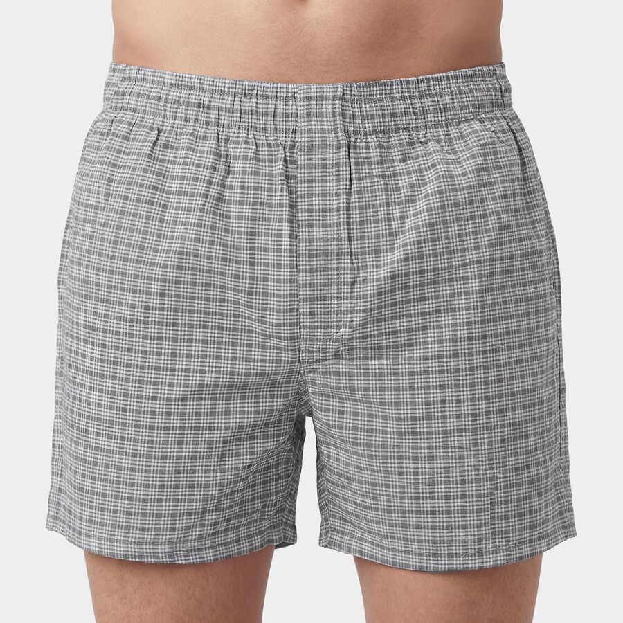 Men's Dark Grey Solid Regular Fit Boxer Shorts, गहरा ग्रे, large