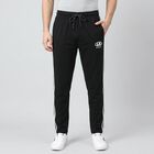 Men's Black Regular Fit Side-Striped Track Pants, Black, small