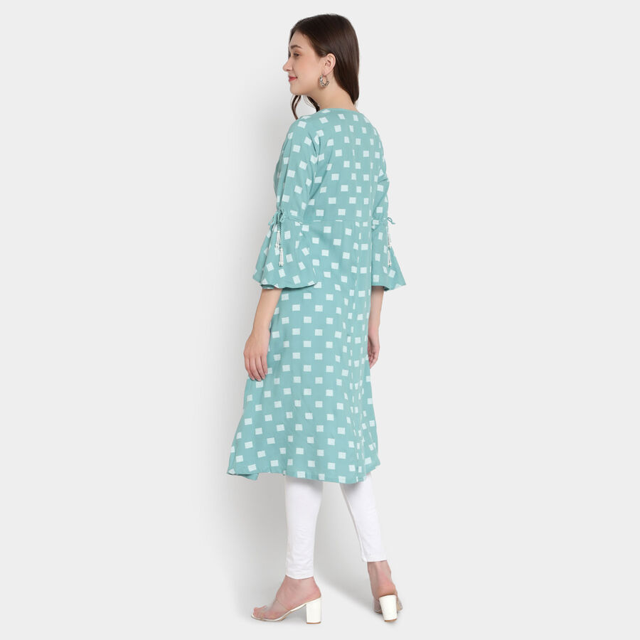 Printed 3/4Th Sleeves Kurta, Light Green, large image number null