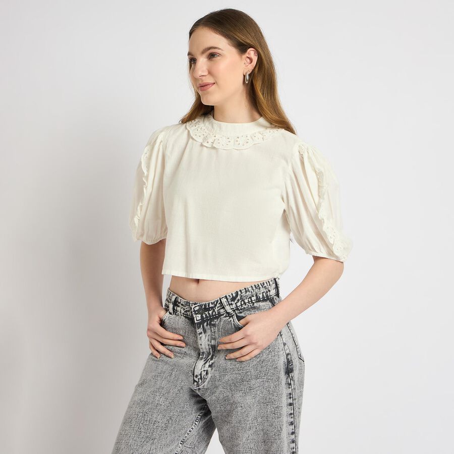 Ladies' 100% Cotton Shirt , White, large