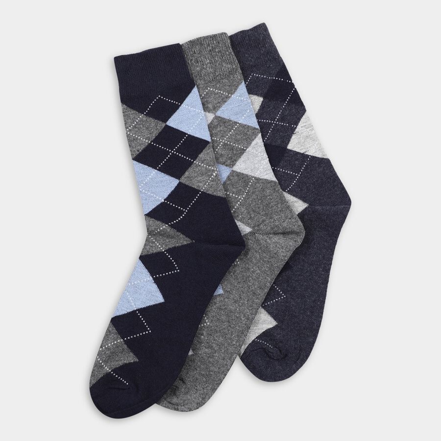 Men's Socks (Pack of 3), नेवी ब्लू, large