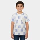 Boys Navy Blue Cotton Round Neck Casual T-Shirt, Mid Blue, small